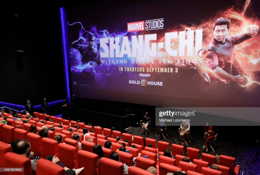NEW YORK, NEW YORK - AUGUST 30: Awkwafina, Simu Liu, Meng’er Zhang and Fala Chen participate in a Q&A during the Gold House special screening of Marvel Studios Shang-Chi and the Legend of the Ten Rings at Regal Union Square on August 30, 2021 in New York City. (Photo by Michael Loccisano/Getty Images for Disney)Fala Chenz