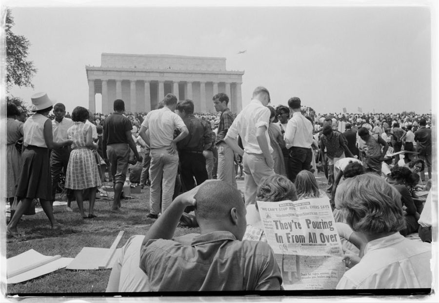 Civil rights march on Washington Lincoln Memorial in 1963