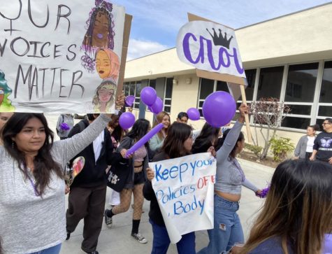 Anaheim High School students participating in the Women's March.