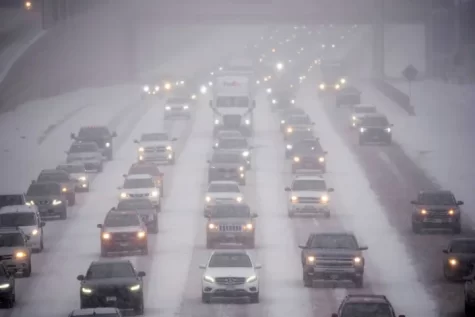 Snow hitting the Los Angeles freeway