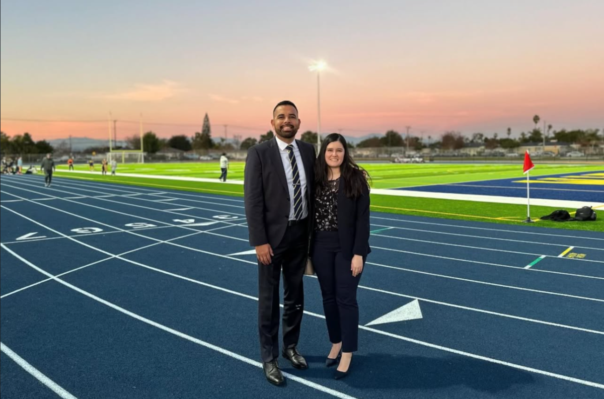 Principal, Mr Calleros and AUHSD Trustee, Jessica Guerrero at the celebration