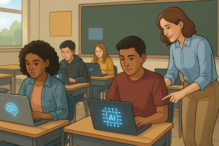 AI generated photo from ChatGPT with the request of "AI use in the classroom"